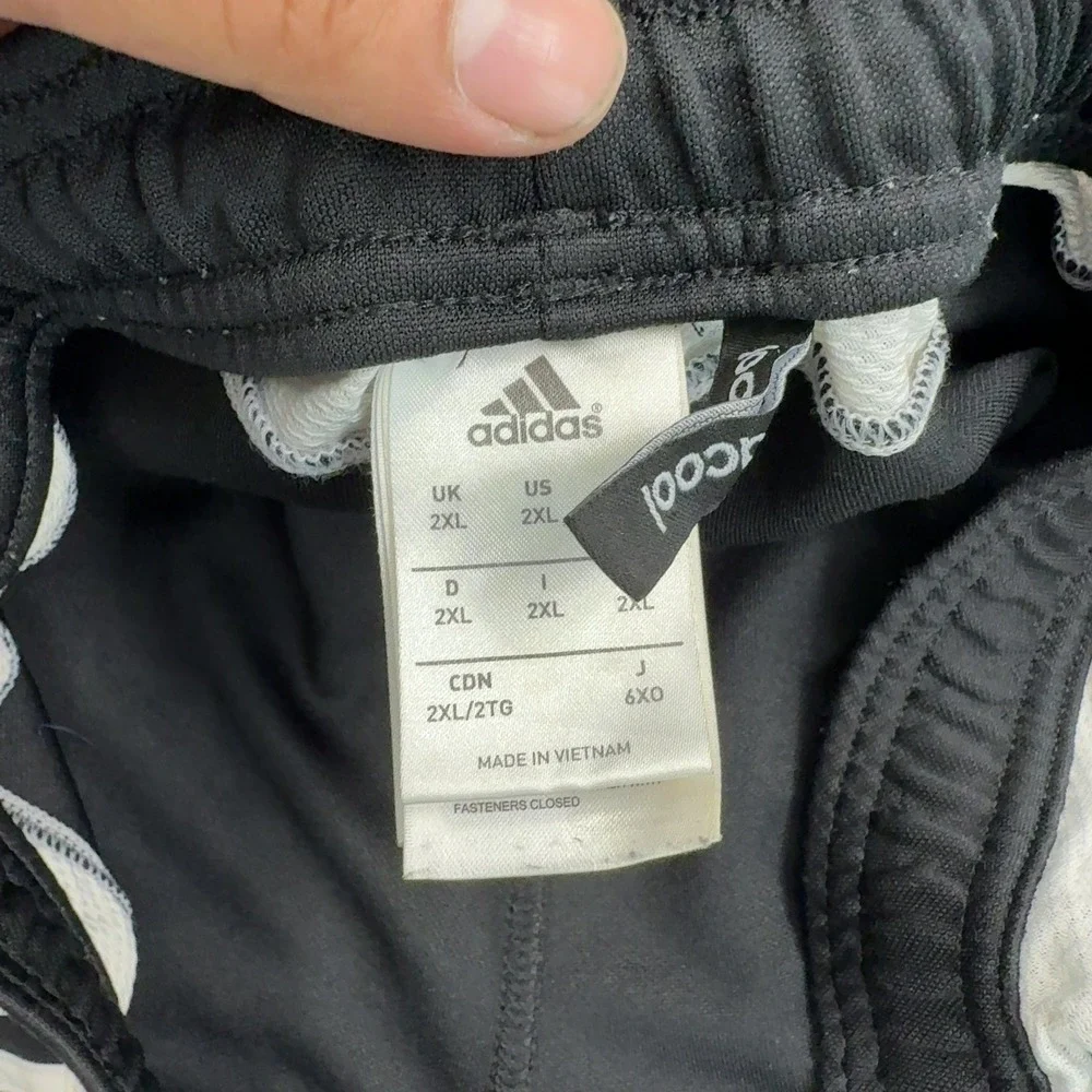 Adidas Track Pants Mens 2XL Black Polyester‎ 3 Stripe Ankle Zip Athletic Sports